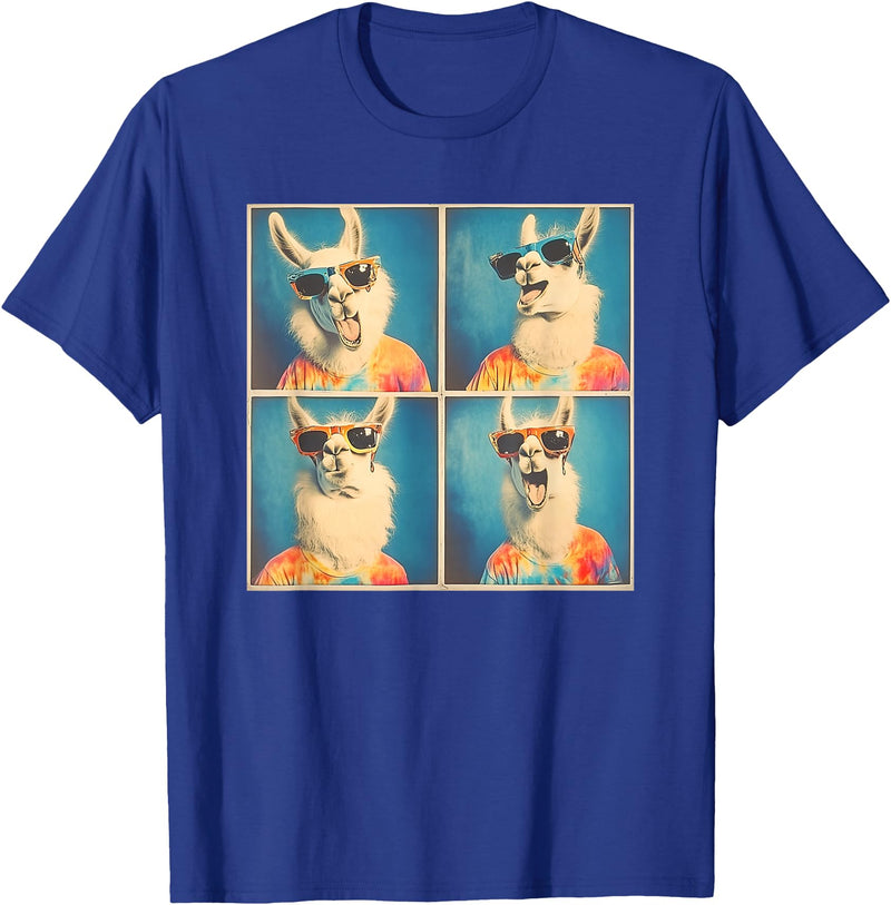Tie-Dye Animal Groovy Llama Lover Men Women Kids Colorful Hippie Llama Wearing Tie Dye Llama Lovers T-Shirt - Royal Blue