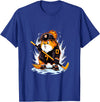 Ice Hockey Winter Sports Guinea Pig Ice Hockey Player Hockey Stick Goalie T-Shirt - Royal Blue