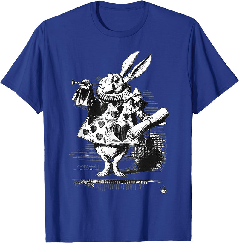 Cartoon Easter Bunny Alice in Wonderland - White Rabbit T-Shirt in Royal Blue