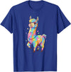 Rainbow Llama Love Pastel Hearts Kawaii Colorful Rainbow Heart Llama Kawaii Cute T-Shirt - Royal Blue