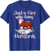 Hereford Cattle Hereford Cow Girl Just A Girl Who Loves Hereford Cows Hereford Cow Lover T-Shirt - Royal Blue