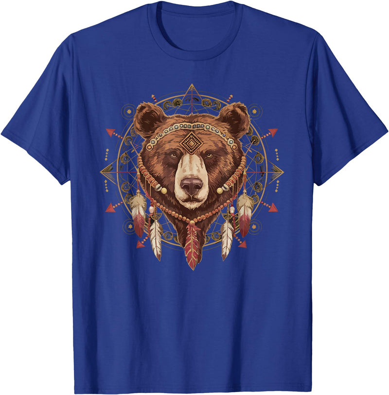 Native American Bear American Indian SteMi Apparel American Indian Indigenous People Native American Bear T-Shirt - Royal Blue