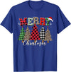 Merry Christmas Leopard Buffalo Red Plaid for Men Women T-Shirt - Royal Blue