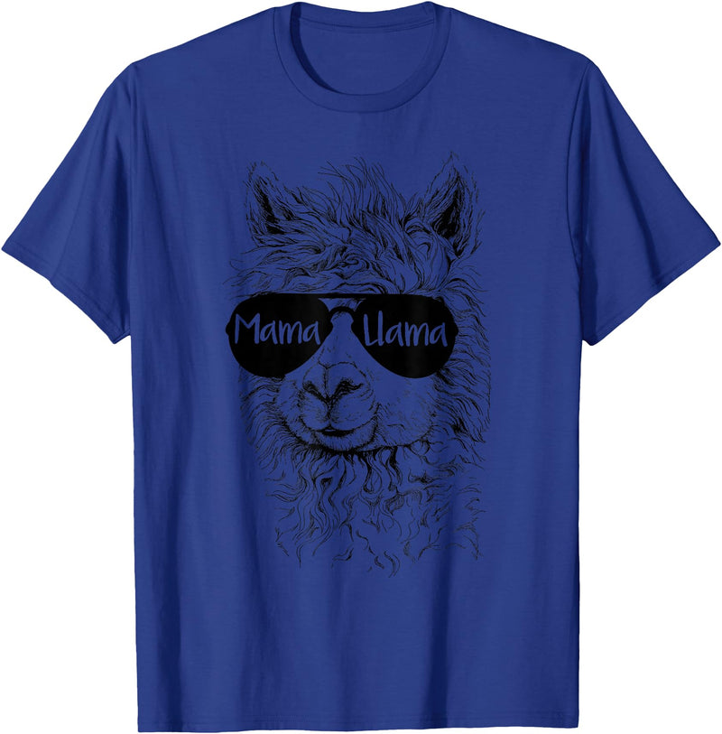 Mama Llama Funny Animal Apparel Llama Lover Mama Llama T-Shirt - Royal Blue