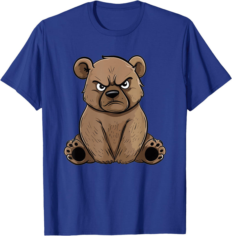 Colorful Grizzly Bear Art I Kids Grizzly Bear Grumpy Grizzly Bear T-Shirt - Royal Blue
