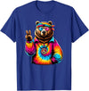 Grizzly Bear Hippie Costumes Peace Sign Tie Dye Grizzly Bear T-Shirt - Royal Blue
