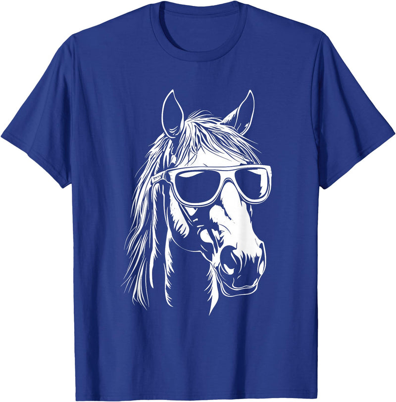 FunnyHorseCo. Funny Horse Sunglasses T-Shirt - Straight - Royal Blue