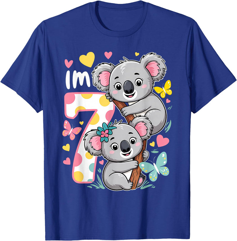 Koala Bear Lover Gift Co. Koala Bear 7th Birthday Girl 7 Year Old Birthday Cute Koalas T-Shirt - Royal Blue