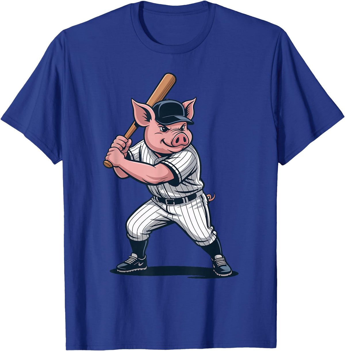 Pig Animal Baseball Lovers Graphic Funny Pig Playing Baseball Artwork Vintage Animal Baseballer T-Shirt - Royal Blue