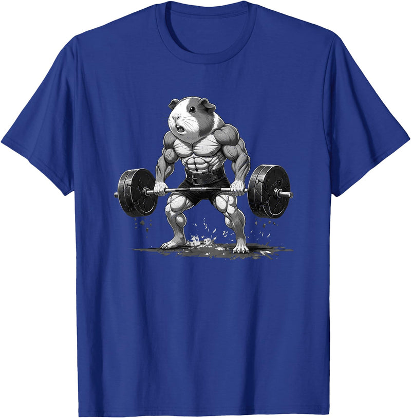 Strong Guinea Pig Lifting Fitness Workout Cool Muscular Guinea Pig Bodybuilder Fitness Power Gym T-Shirt - Royal Blue