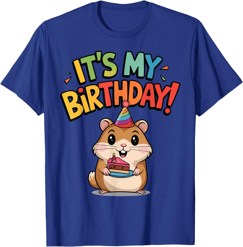 It's My Birthday Cute Hamster for Kid's Party Celebration T-Shirt - Royal Blue