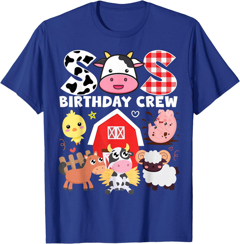 Farm Animals Cow Themed Birthday Party Family Tees Cow Sis Birthday Crew Farm Theme Animals Birthday Party Kids T-Shirt -