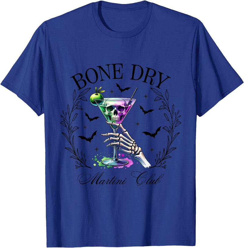 Funny Halloween Skeleton Martini Social Club Co. Bone Dry Funny Halloween Martini Club Skeleton Social Club T-Shirt - Royal