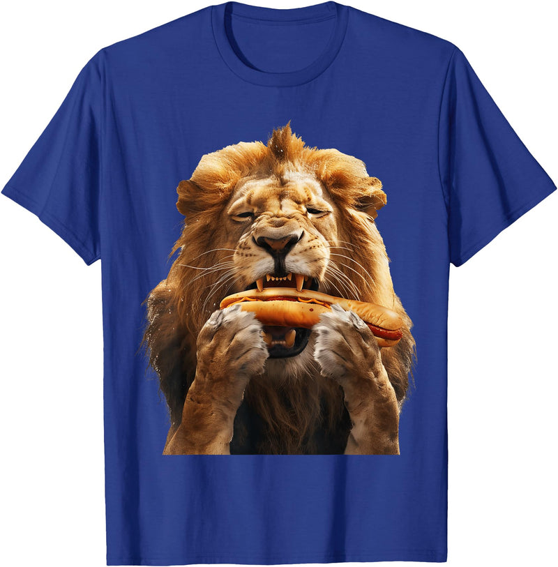 Animal Hotdog Design Lion Hotdog T-Shirt - Royal Blue