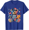 Patriotic Bear USA Vintage Co 250 Years of Freedom Patriotic Bear USA Retro T-Shirt - Royal Blue
