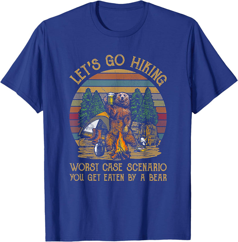 Let's Go Hiking Worst Case Scenario You Get Eaten By A Bear T-Shirt - Royal Blue