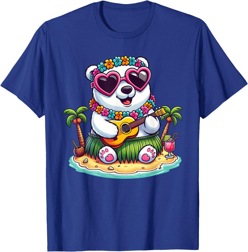 Hawaii Polar Bear Summer Costume For Women Men Polar Bear Hawaiian Costume Kids Summer Vacation Polar Bear T-Shirt - Royal Blue