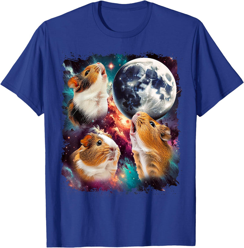 Magic Moon Three Guinea Pig Moon | 3 Guinea Pig Moon Funny Cursed Meme T-Shirt - Royal Blue