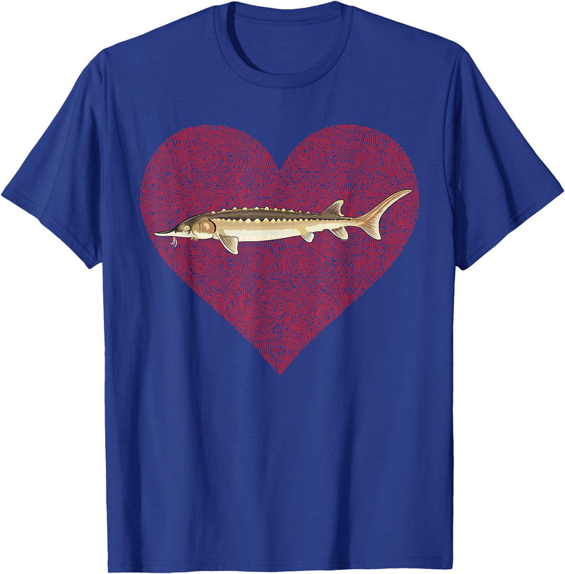 Sturgeon Gift Co. Sturgeon Valentines Day Fish Love Fingerprint T-Shirt - Royal Blue