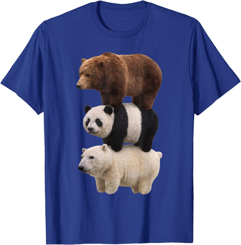 Funny Stacked Bear Panda Polar Bear Animal We Bears Realistic Stacked Bares Meme Animal T-Shirt - Royal Blue