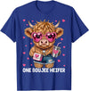 Highland Cow Lover Gift Co. Adorable Highland Cow One Boujee Heifer T-Shirt - Royal Blue