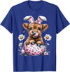 Funny Cow Easter Rabbit Cute Highland Cows Lover Easter Day T-Shirt - Royal Blue