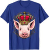 Wowsome! King Pig Wearing Crown - Queen Pig Animal T-Shirt - Royal Blue