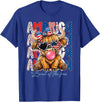 Cute Cow Creations Highland Cow 4th of July, Patriotic Cowgirl Bow Design T-Shirt - Royal Blue