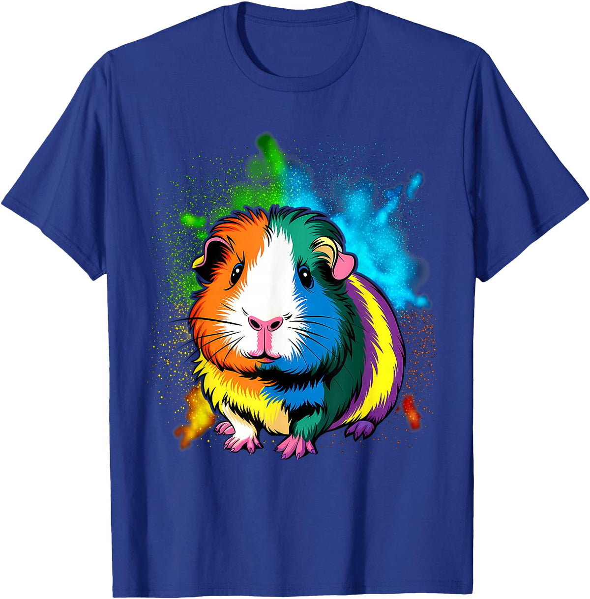 Guinea Pig Lover Gift Co. Cute Guinea Pig Rainbow Design for Guinea Pig Lovers T-Shirt - Royal Blue