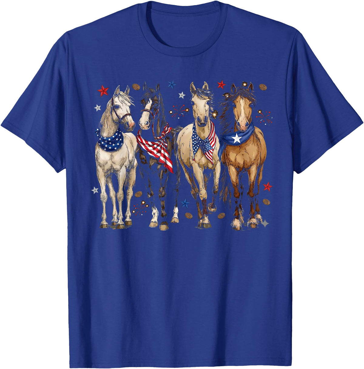 Patriotic Horse Squad 4th of July Equestrian Women Girls T-Shirt - Royal Blue