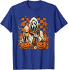 Halloween Pumpkin Ghost Autumn Leaves Graphic Cute Spooky Ghost Fall Halloween Coffee Latte Autumn Pumpkin T-Shirt - Royal