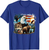 USA Animals Bald Eagles Grizzly Bear Wolf Wilderness Nature T-Shirt - Royal Blue