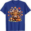 Fall Highland Cow Bow ThanksGiving Ades.shirt Fall Highland Cow Pumpkin Bow Thanksgiving Fall Girl Women T-Shirt - Royal Blue