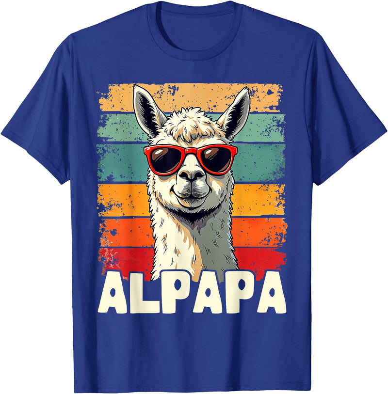 Retro Alpaca and Llama Fan tee for Dads ALPAPA Funny Dad Father's Day Alpaca and Llama Lovers T-Shirt - Royal Blue