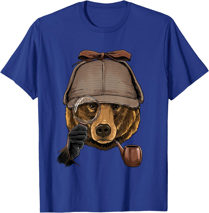 Wowsome! Bear Detective Wildlife Bear Animal Lover T-Shirt - Royal Blue