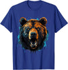 Forest Animal Art Bear Portrait Splash Forest Artwork Animal Lovers Motif T-Shirt - Royal Blue