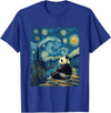 Bear Designs. Cute Panda Bear Van Gogh Style Starry Night Graphic T-Shirt - Royal Blue