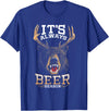Hunted Apparel It's Always Beer Season Bear Deer Beer Funny Hunter Hunting T-Shirt - Royal Blue