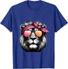 Fashionable Animals Wearing Pink Bandanas Lion Wearing a Pink Bandana Headband and Sunglasses T-Shirt - Royal Blue