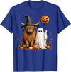 Fall Highland Cow Ghost Autumn Pumpkin Halloween Halloween Highland Cow, Spooky Highlander Cow Fall T-Shirt - Royal Blue