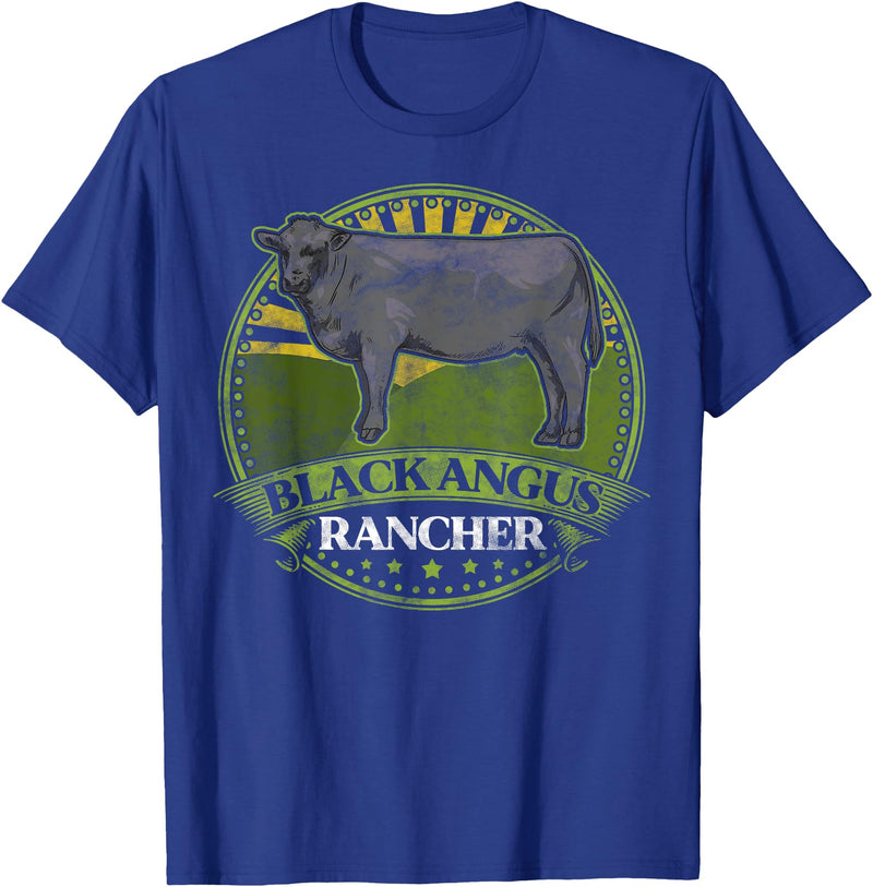 Black Angus Rancher Co. Black Angus Rancher Cow Meat Steak Cattle Bull Farmer Fun T-Shirt - Royal Blue