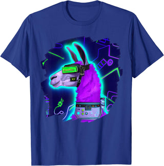 Llama Robot Cyborg Life Apparel Llama Cyborg Robot Llama Cool Artistic Retro Alpacas T-Shirt - Royal Blue