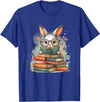 Reading Bunny with Glasses Bookworm Books Reader Unisex-Adults T-Shirt in Royal Blue