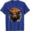 Safari Animal Art Buffalo Animal Print Portrait Bison Nature Artwork T-Shirt - Royal Blue