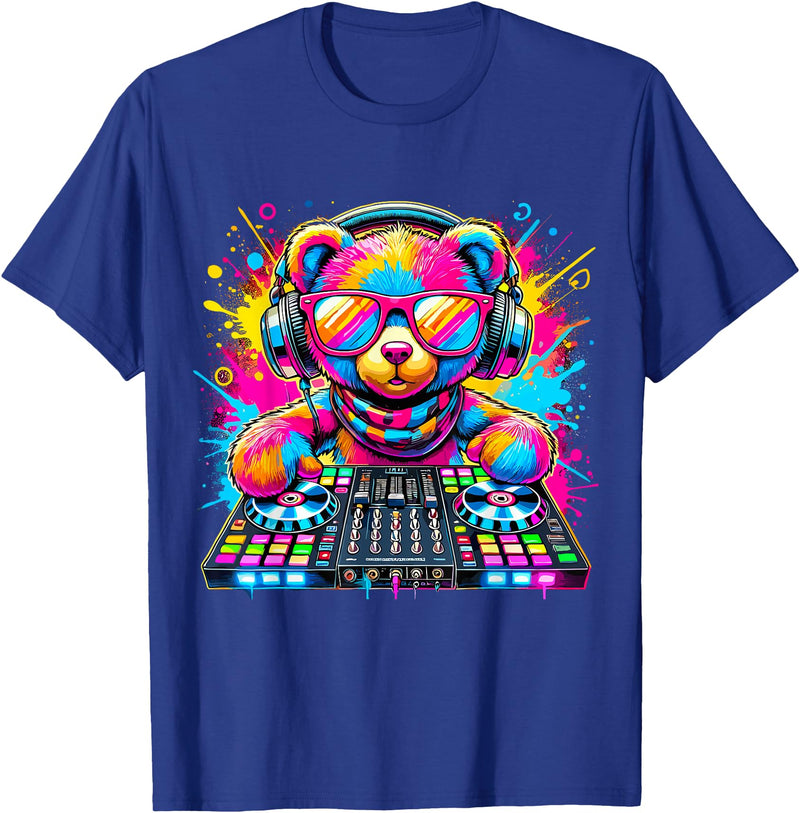 Magical and Funny Music lover Gifts DJ Teddy Bear Disco Hip Hop T-Shirt - Royal Blue