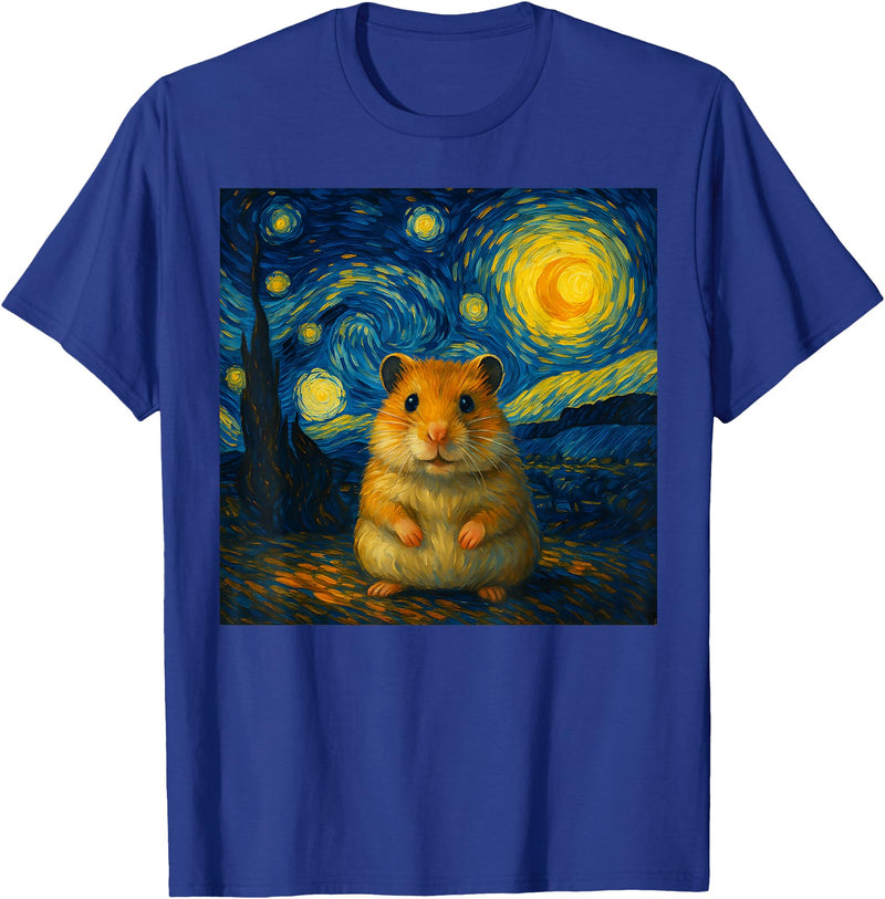 Hamster Starry Night Van Gogh Art for Men Women Kids T-Shirt - Royal Blue