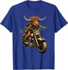 Scottish Highland Cow motorcycle Lovers gift Scottish Highland Cow Cattle Hairy Cow Rides motorcycle men T-Shirt - Royal Blue