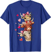 Cute Highland Cow Valentine Cow Lover Cute Highland Cow Trio Hearts Valentine Farm Animal T-Shirt - Royal Blue