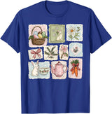 Floral Coquette Spring Easter Bunny Vintage Happy Easter T-Shirt in Royal Blue