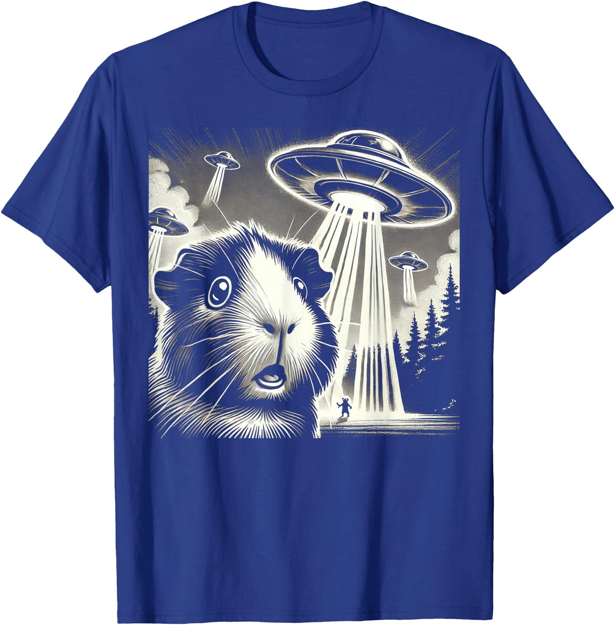 Guinea pig UFO BY TEERA Guinea pig UFO Funny Meme Selfie T-Shirt - Royal Blue
